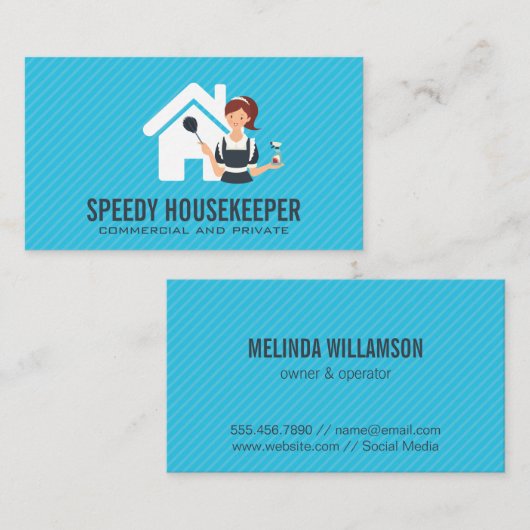 Carte De Visite Maison Maid Dusting and Cleaning (Devant / Derrière)