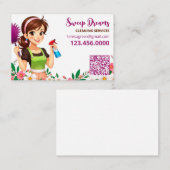 Carte De Visite Maison Maid Floral QR (Devant / Derrière)