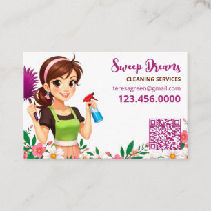 Carte De Visite Maison Maid Floral QR
