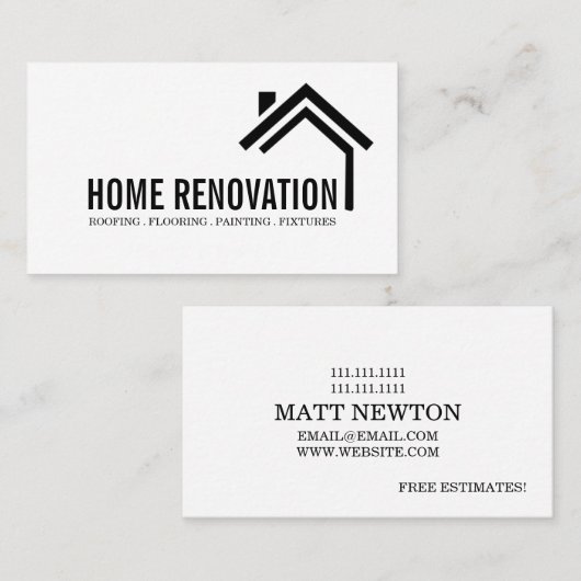 Carte De Visite Maison Maison Retrait Rénovation Construction (Devant / Derrière)