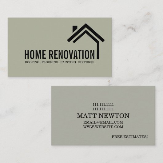 Carte De Visite Maison Maison Retrait Rénovation Construction (Devant / Derrière)