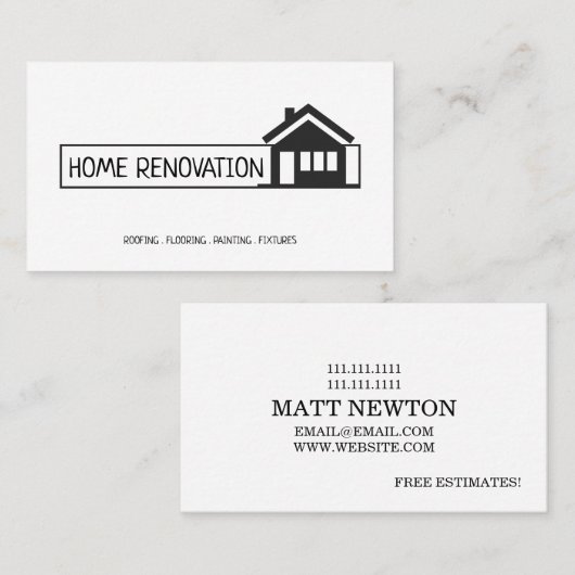 Carte De Visite Maison Maison Retrait Rénovation Construction (Devant / Derrière)