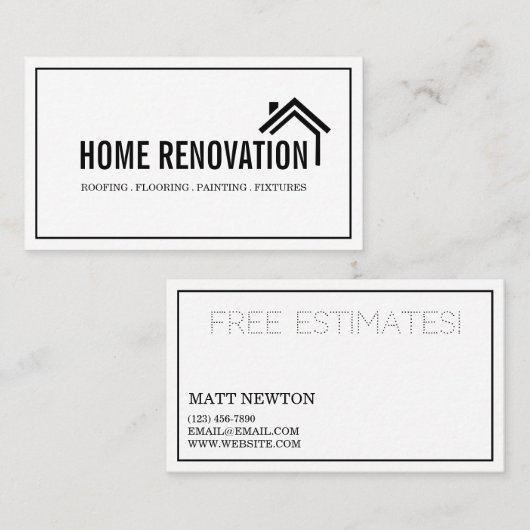 Carte De Visite Maison Maison Retrait Rénovation Construction (Devant / Derrière)