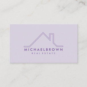 Carte De Visite Maison Moderne Minimaliste Violette Toit Agent Imm