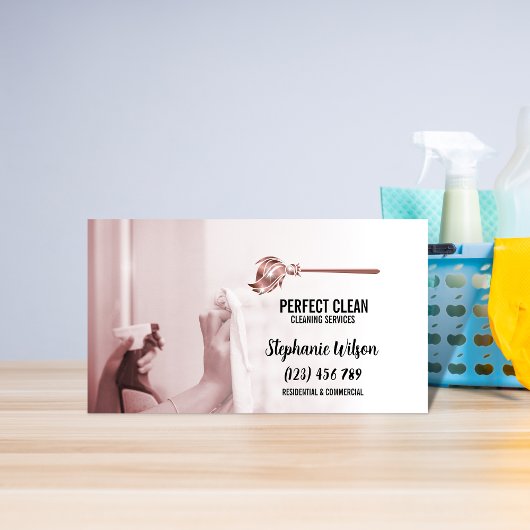 Carte De Visite Maison moderne tendance Nettoyage Maid Janitorial 