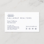 Carte De Visite Maison moderne unique Logo II Marine Linen Immobil (Dos)