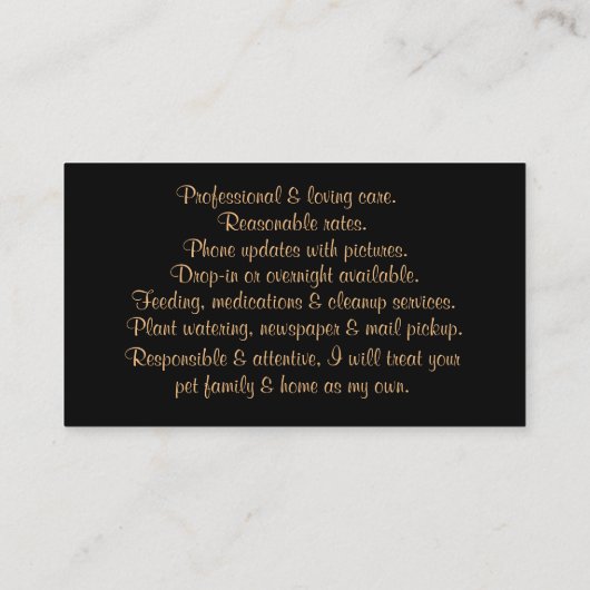 Carte De Visite Maison Pet chat assis et services (Dos)