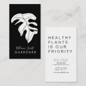 Carte De Visite Maison Plante Gardener Monstera Noir Blanc (Devant / Derrière)