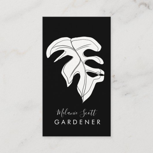 Carte De Visite Maison Plante Gardener Monstera Noir Blanc (Devant)