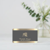 Carte De Visite Maison professionnelle Toit Immobilier Gris (Debout devant)