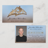 Carte De Visite Maison Social Media Logo Agent Immobilier Photo (Devant / Derrière)