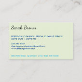 Carte De Visite Maison Verte Nettoyage Janitorial Gloved Apron Mai (Dos)