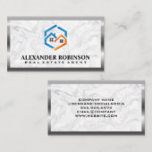 Carte De Visite Maisons immobilières | Bordure en marbre métalliqu (Devant / Derrière)