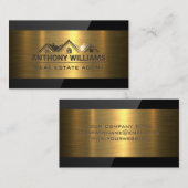 Carte De Visite Maisons immobilières | Métallique d'or | Black Glo (Devant / Derrière)