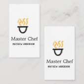 Carte De Visite Maître chef ajouter nom poêle noir feu fumée co (Devant / Derrière)