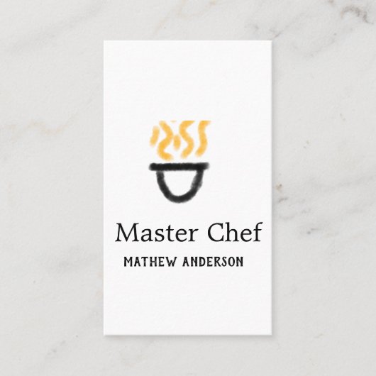 Carte De Visite Maître chef ajouter nom poêle noir feu fumée co (Devant)