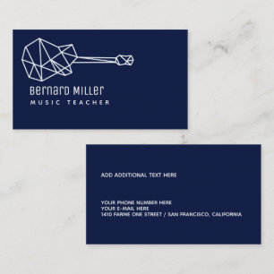 Carte De Visite Maître de musique Simple Minimaliste Marine Bleu