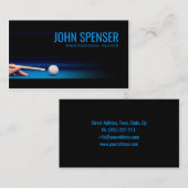 Carte De Visite Maître d'entraîneur du joueur de billard Black Pro (Devant / Derrière)