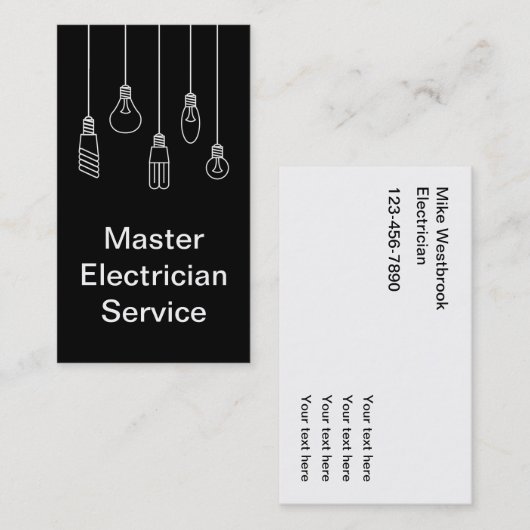 Carte De Visite Maître électricien Moderne Vertical (Devant / Derrière)