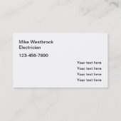 Carte De Visite Maître électricien Moderne Vertical (Dos)