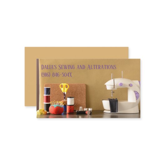 Carte De Visite Maîtrise / Décoration / Couture moderne (Devant/Arrière en situation)