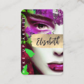 Carte De Visite Make Up Artist Ajouter QR Code & Social Media Colo (Devant)