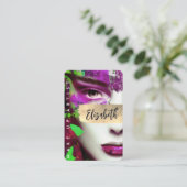Carte De Visite Make Up Artist Ajouter QR Code & Social Media Colo (Debout devant)
