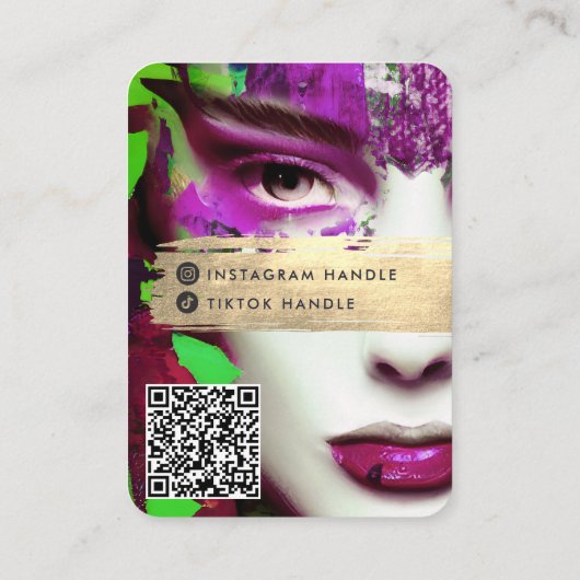 Carte De Visite Make Up Artist Ajouter QR Code & Social Media Colo (Dos)
