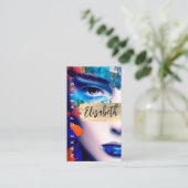 Carte De Visite Make Up Artist Ajouter QR Code & Social Media Colo (Debout devant)