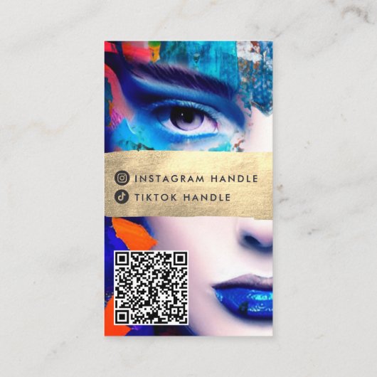 Carte De Visite Make Up Artist Ajouter QR Code & Social Media Colo (Dos)