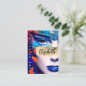 Carte De Visite Make Up Artist Ajouter QR Code & Social Media Colo (Debout devant)