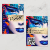 Carte De Visite Make Up Artist Ajouter QR Code & Social Media Colo (Devant / Derrière)