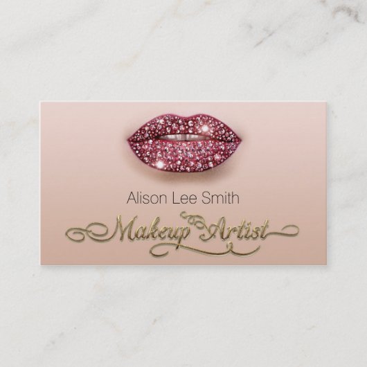 Carte De Visite Makeup Artist/Diamonds Sparkle Lips (Devant)