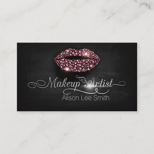Carte De Visite Makeup Artist/Diamonds Sparkle Lips (Devant)