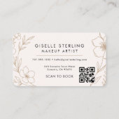 Carte De Visite Makeup Artist Floral QR Code (Dos)