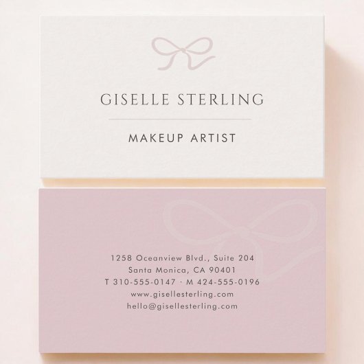 Carte De Visite Makeup Artist Pink Bow