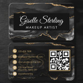 Carte De Visite Makeup Artist QR Code Black Gold