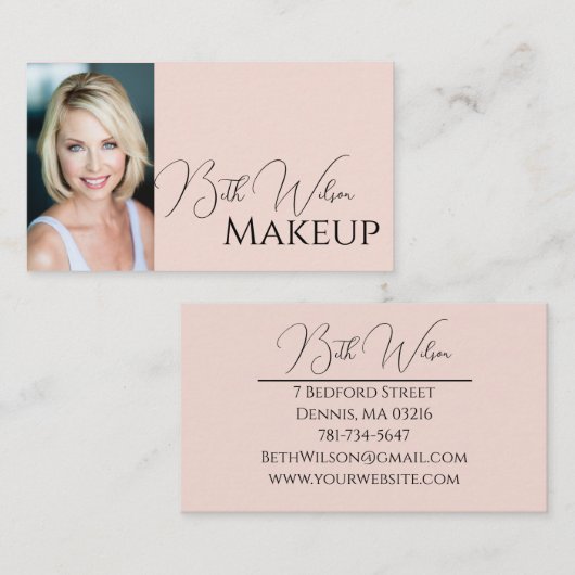 Carte De Visite Makeup Business Card, Pink & Black (Devant / Derrière)