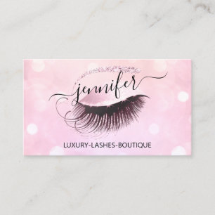 Carte De Visite Makeup Eyelash Code QR Parties scintillant rose Lo