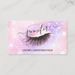 Carte De Visite Makeup Eyelash Code QR Parties scintillant rose Oe