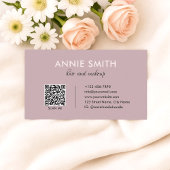 Carte De Visite Makeup Monogram Marble Rose Gold Glitter Ombre QR