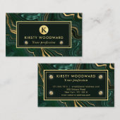 Carte De Visite Malachite vert foncé et strate d'huile d'or (Devant / Derrière)