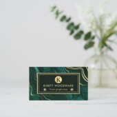 Carte De Visite Malachite vert foncé et veines de strates de feuil (Debout devant)