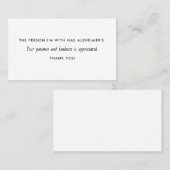 Carte De Visite Maladie de la maladie d'Alzheimer Information sur  (Devant / Derrière)