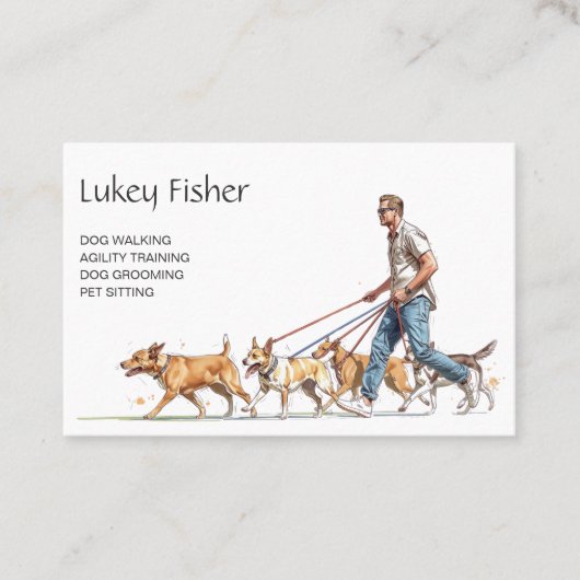 Carte De Visite Male Dog Walker, Trainer, Obedience, Agility (Devant)