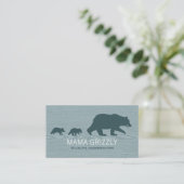 Carte De Visite Mama Grizzly Bear avec des oursons Silhouettes Fau (Debout devant)