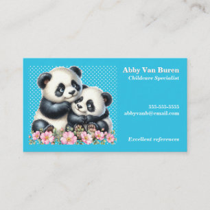 Carte De Visite Maman et bébé panda baby-sitter nounou