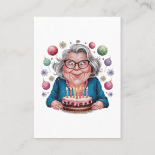 Carte De Visite Mamie drôle qui regarde le gâteau d'anniversaire A