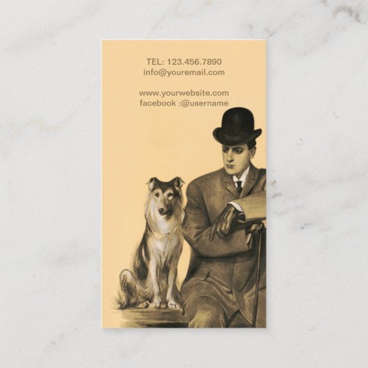 Carte De Visite Man Chien Vintage (Dos)