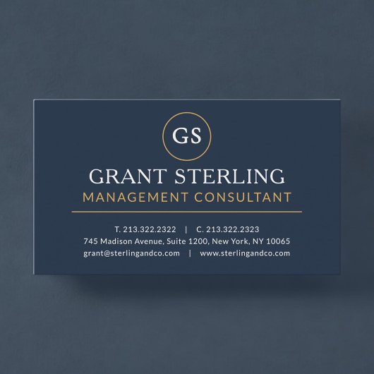 Carte De Visite Management Consultant Navy Blue Gold Luxury